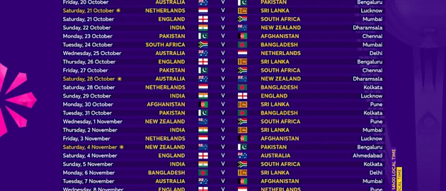 CWC23 Full Fixtures