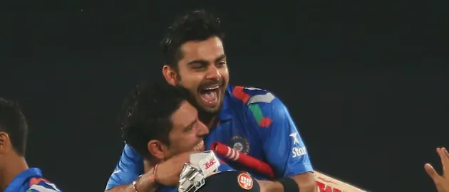 Virat Kohli celebrates his innings against South Africa.