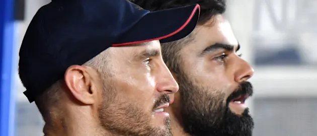 Faf du Plessis and Virat Kohli at the IPL earlier this year