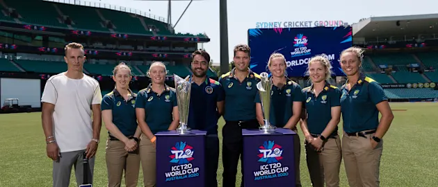 A star cast with the ICC T20 World Cup trophies