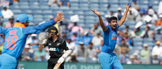 Jasprit Bumrah (2 for 38) then scalped the big wicket of Kane Williamson for 3, as New Zealand slipped to 25 for 2 which soon became 27 for 3, when Bhuvneshwar accounted for Colin Munro (10).