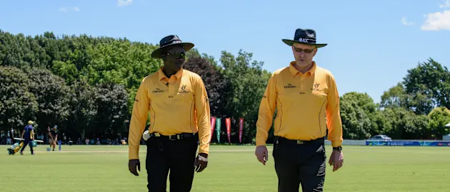 Umpires Langton Rusere and Ian Ramage at the Under 19 World Cup