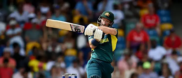 Matthew Wade of Australia bats during the ICC Men's T20 Cricket World Cup West Indies & USA 2024 match between Australia and England at Kensington Oval on June 08, 2024 in Bridgetown, Barbados.