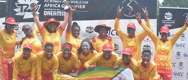 Zimbabwe celebrate their qualification to the Global Qualifer scheduled for early next year in Dubai