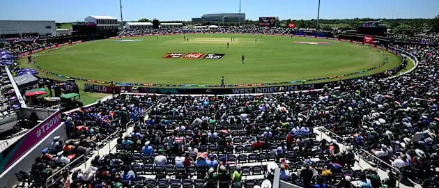 A general view during the ICC Men's T20 Cricket World Cup West Indies & USA 2024 match between USA and Pakistan at Grand Prairie Cricket Stadium on June 06, 2024 in Dallas, Texas.
