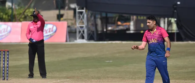 Action from the ICC T20 World Cup Asia Qualifier Final
