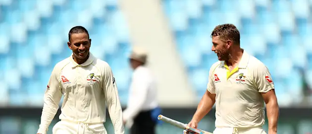 Usman Khawaja (left) and Aaron Finch (right) impressed as an opening pair in the UAE