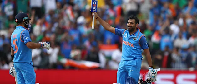 A match-winning century by Rohit Sharma saw India home and through to the finals of the Champions Trophy 2017