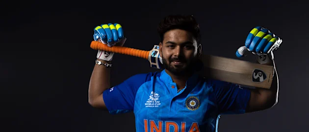 Rishabh Pant poses during the India ICC Men's T20 Cricket World Cup 2022 team headshots at The Gabba