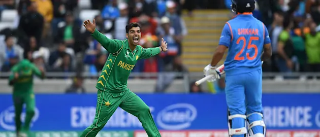 Shadab Khan provided the first breakthrough for Pakistan with the dismissal of Shikhar Dhawan