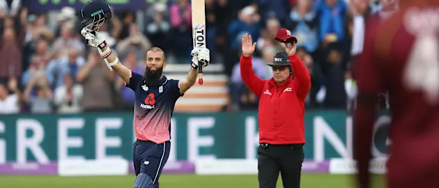 Moeen Ali's century came off just 53 balls and laid the foundation for England's massive total of 369 for 9.