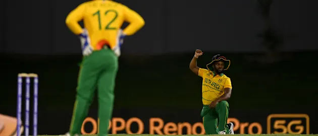 Quinton de Kock and Temba Bavuma ahead of the warm-up fixture against Pakistan