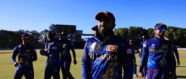 Wanindu Hasaranga of Sri Lanka walks off the field after taking five wickets and winning the ICC Men's Cricket World Cup Qualifier Zimbabwe 2023 match between the Sri Lanka and Ireland at Queen’s Sports Club on June 25, 2023 in Bulawayo, Zimbabwe.