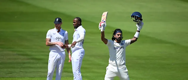 Rahul shines with landmark ton on a gripping day at Lord's