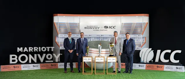 From left to right: Sanjog Gupta, Chief Executive Officer, International Cricket Council; Rajeev Menon, President APEC (excluding China), Marriott International; Satya Anand, President, EMEA, Marriott International; Anurag Dahiya, Chief Commercial Officer, International Cricket Council. 