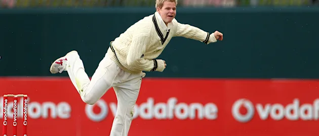 Steven Smith of Australia bowls during day two of the Tour Match between Australia A and England A