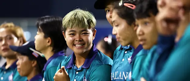 Players of Thailand look on following the ICC Women's T20 World Cup Qualifier 2024 match between Uganda and Thailand at Tolerance Oval on April 29, 2024 in Abu Dhabi, United Arab Emirates.