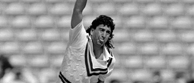 Abdul Qadir lets it rip during Pakistan's tour of England in 1987