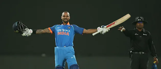 Shikhar Dhawan scored a swashbuckling century, staying unbeaten on 100, to see India get over the line with eight wickets to spare.
