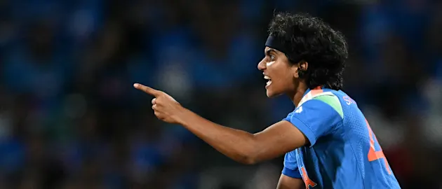 Charani traps Bosch for a duck to make it two wickets for India | CWC25