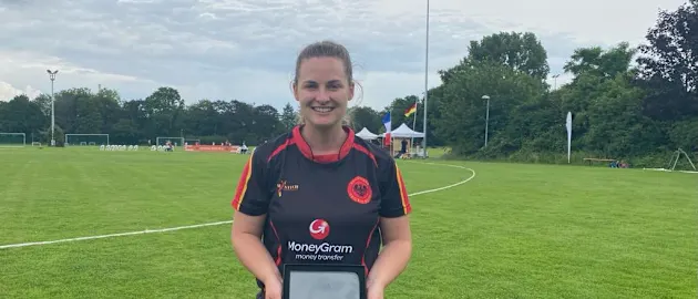 Anna Healey received Player of the Match award in the 1st T20I for her 27-ball 29.