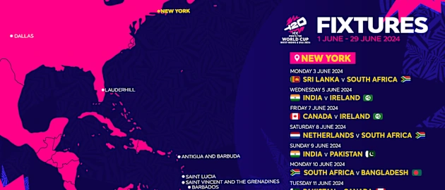 Fixtures hosted by New York at the ICC Men's T20 World Cup 2024