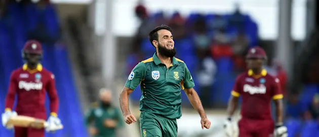 Imran Tahir returned his career-best ODI figures of 7/45 in a tri-series game against West Indies