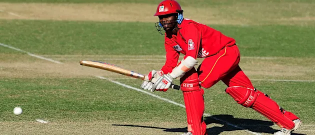 Nyasha Mayavo of Zimbabwe bats during the ICC U19 Cricket World Cup 2012 match between India and Zimbabwe at Tony Ireland Stadium on August 14, 2012 in Townsville, Australia.