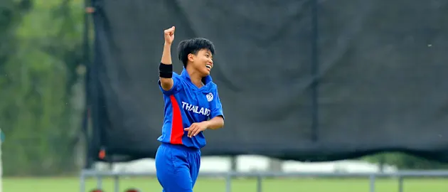 Thailand Bowler Boochatham celebrates the dismissal of Scotland Batsman Lorna Jack, 9th Match, Group B, ICC Women's World Twenty20 Qualifier at Utrecht, Jul 10th 2018.