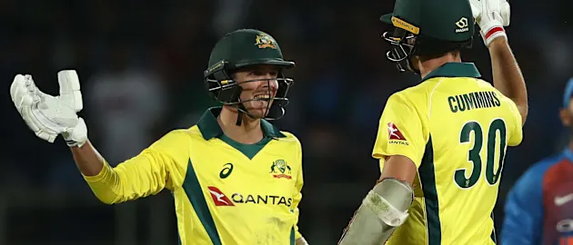 Pat Cummins and Jhye Richardson helped Australia score the required 14 runs off the final over in the opening ODI