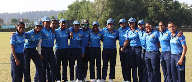 Sri Lanka players pose ahead of their match against Kenya during the CWG Qualifier 2022