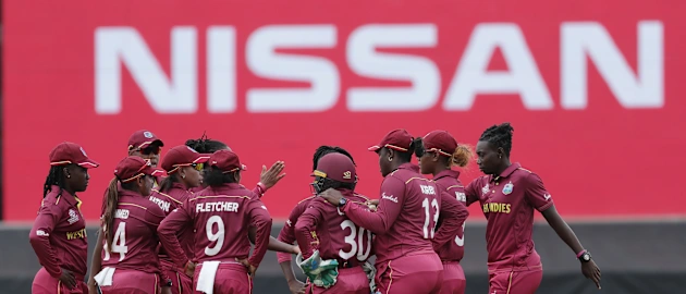 Stafanie Taylor of the West Indies celebrates after taking the wicket of Sornnarin Tippoch of Thailand during the ICC Women's T20 Cricket World Cup match between the West Indies and Thailand at WACA on February 22, 2020 in Perth, Australia.
