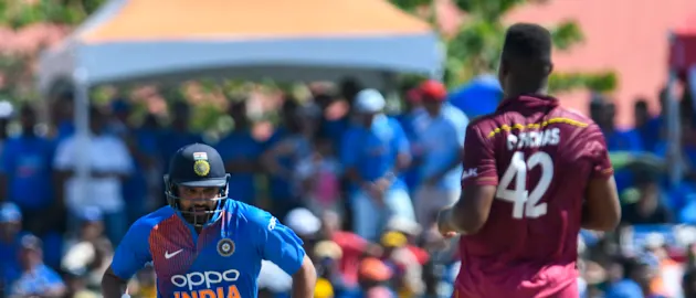 Rohit scored 67 against a West Indian attack led by Thomas and Cottrell