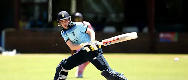Dan Mousley of England bats during the ICC U19 Cricket World Cup Plate Quarter Final 2 match between England and Japan at Witrand Oval on January 27, 2020 in Potchefstroom, South Africa.