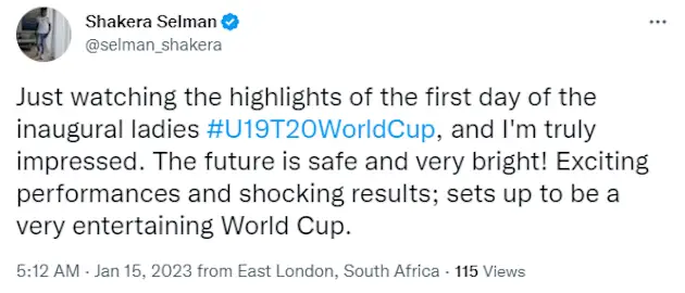 West Indies fast bowler Shakera Selman is excited for the game's future.