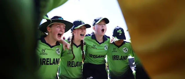 Players of Ireland huddle ahead of the ICC Women's U19 T20 World Cup 2023 match between West Indies and Ireland at North-West University Oval on January 15, 2023 in Potchefstroom, South Africa.