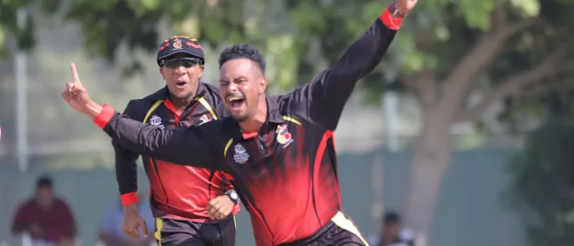 Norman Vanua celebrates his hat-trick