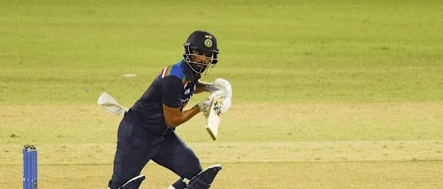Deepak Chahar in action against Sri Lanka