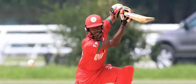 Oman's Joel Biju in action