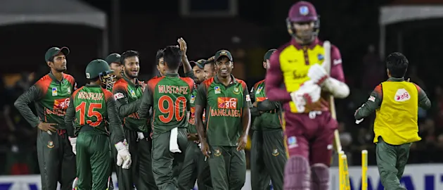Bangladesh were outstanding at the start of the Windies chase, keeping the hosts to 61/3 after 10 overs