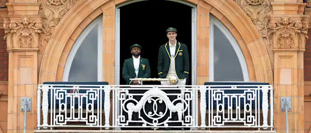 Temba Bavuma and Pat Cummins on the Lord's balcony
