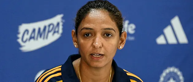 Harmanpreet Kaur speaks during a press conference