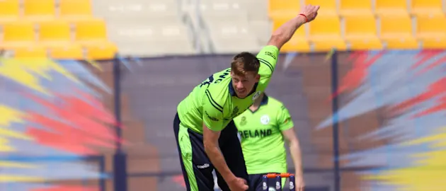 Craig Young bowls against Nigeria