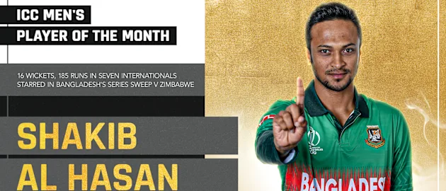Shakib Al Hasan has been voted as the ICC Men's Player of the Month for July 2021
