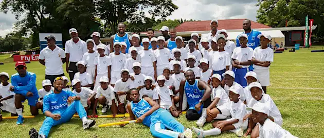 The Windies players take part in an ICC Cricket For Good session on the sidelines of the ICC Cricket World Cup Qualifier in Zimbabwe.
