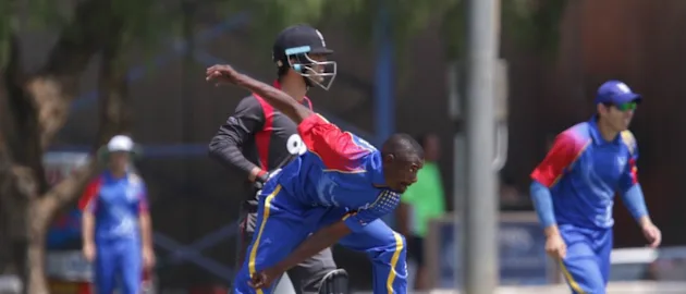 Tangeni Lungameni of Namibia in action against UAE