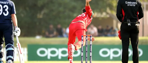 Bilal Khan bowling