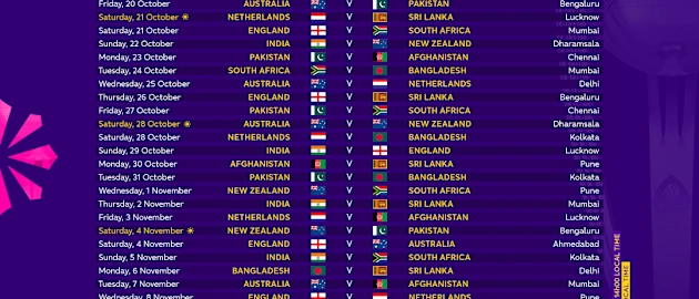 CWC23 Full Fixtures