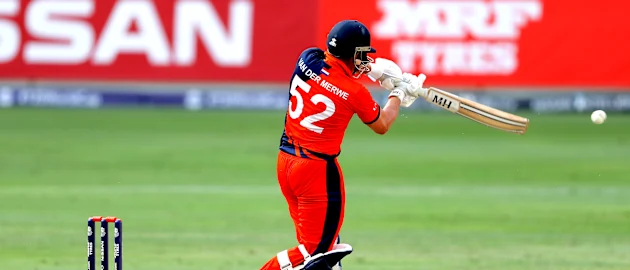 Roelof van der Merwe batting against Ireland