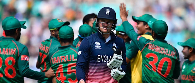 England lost Jason Roy early in the chase, who fell to Mashrafe Mortaza attempting a scoop shot for 1